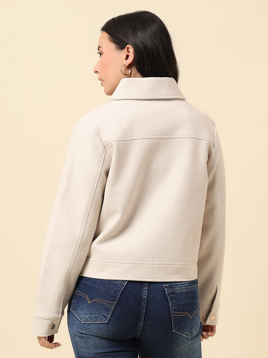 Blazer for Women | Premium Casual Blazer Regular Fit Spread Collar Tweed Fabric Solid Pattern