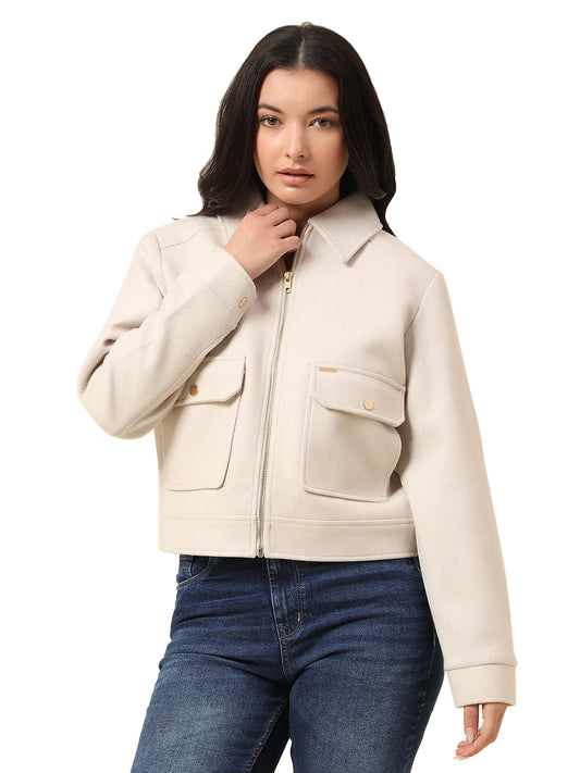 Blazer for Women | Premium Casual Blazer Regular Fit Spread Collar Tweed Fabric Solid Pattern