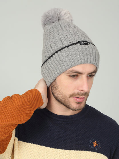 Men's Solid Grey Winter Cap