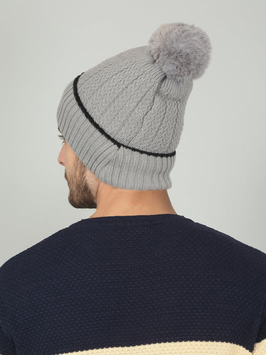 Men's Solid Grey Winter Cap