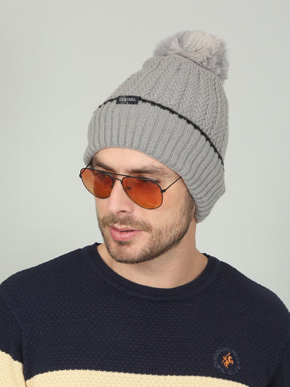 Men's Solid Grey Winter Cap