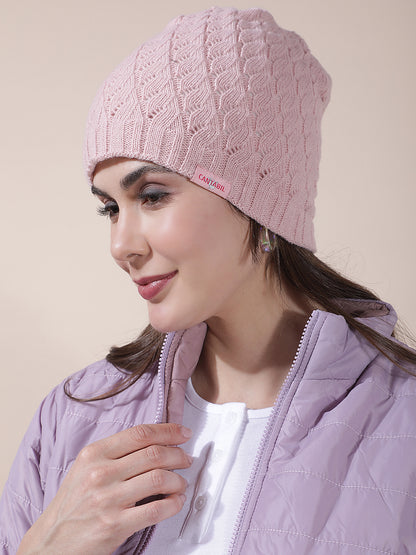 Women's Self Design Woolen Cap