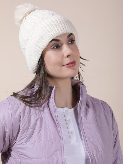 Women's Self Design Woolen Cap