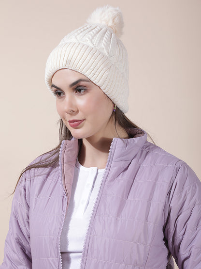 Women's Self Design Woolen Cap