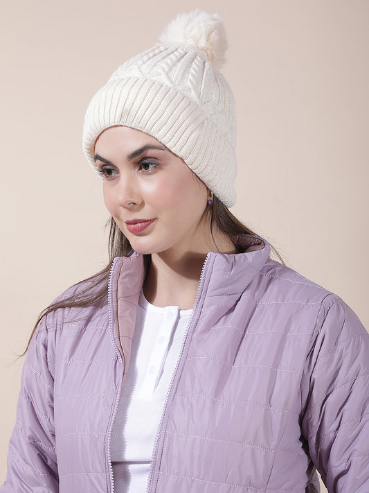 Women's Self Design Woolen Cap