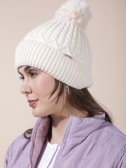 Women's Self Design Woolen Cap