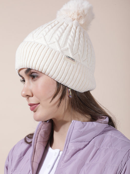 Women's Self Design Woolen Cap