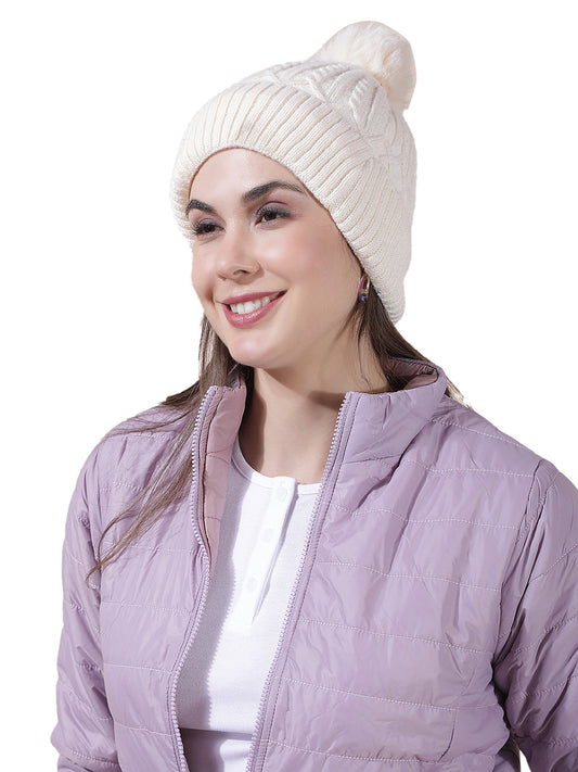 Women's Self Design Woolen Cap