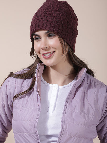 Women's Self Design Woolen Cap