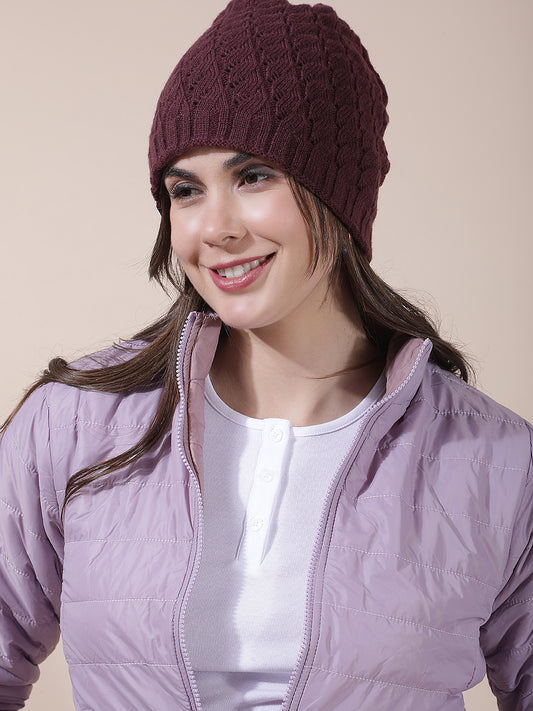 Women's Self Design Woolen Cap