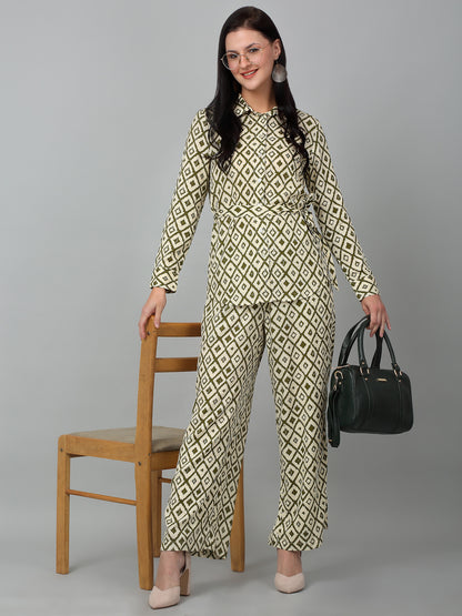 Women's Green Printed Casual Co-ord Set