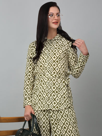 Women's Green Printed Casual Co-ord Set