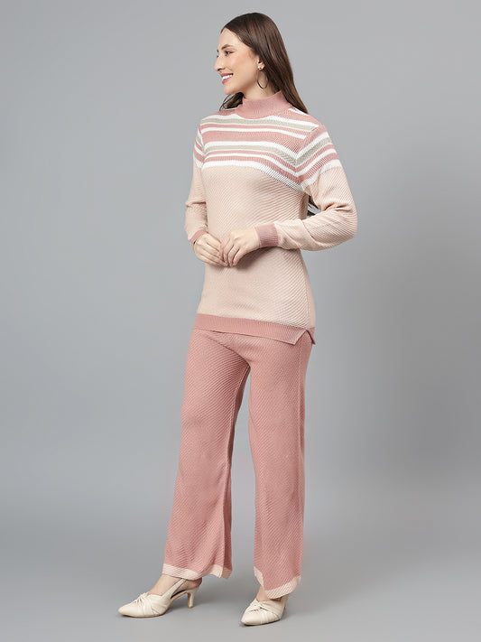 Women's Pink Striped Co-Ord Set