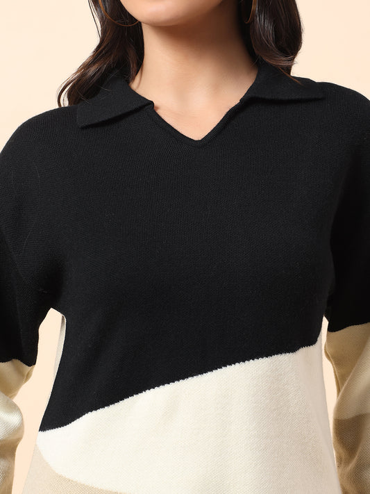 Co ord set for Women l Premium Casual Co ord Set Regular Fit Spread Collar Acrylic Fabric Colour Block Pattern