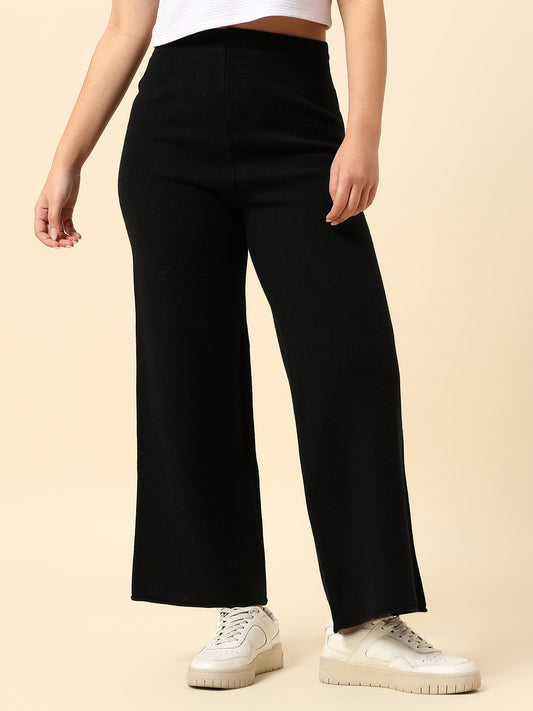 Pants for Women l Breathable & Soft with Color Fastness Regular Fit Acrylic Fabric Solid Pattern Elasticated Closure