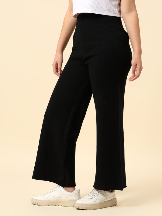 Pants for Women l Breathable & Soft with Color Fastness Regular Fit Acrylic Fabric Solid Pattern Elasticated Closure