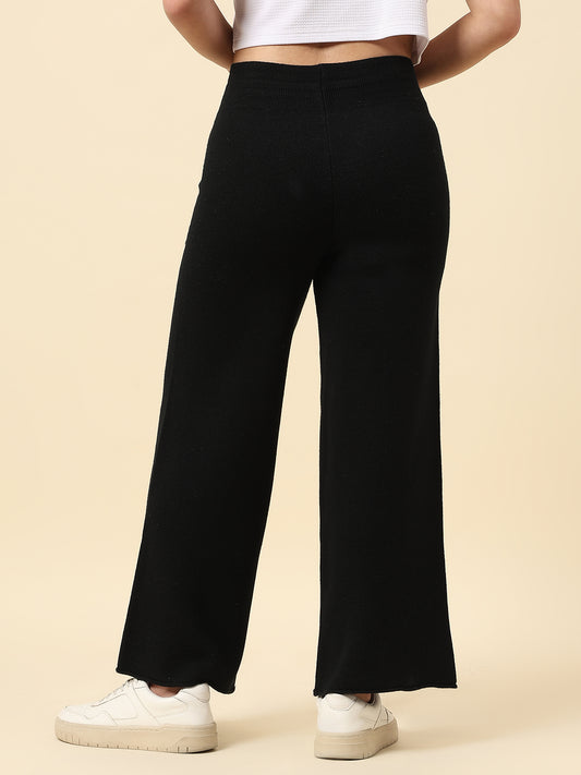 Pants for Women l Breathable & Soft with Color Fastness Regular Fit Acrylic Fabric Solid Pattern Elasticated Closure