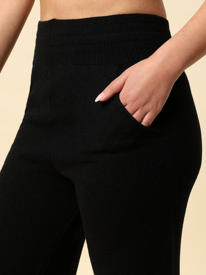 Pants for Women l Breathable & Soft with Color Fastness Regular Fit Acrylic Fabric Solid Pattern Elasticated Closure