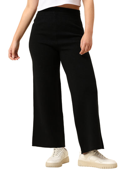 Pants for Women l Breathable & Soft with Color Fastness Regular Fit Acrylic Fabric Solid Pattern Elasticated Closure