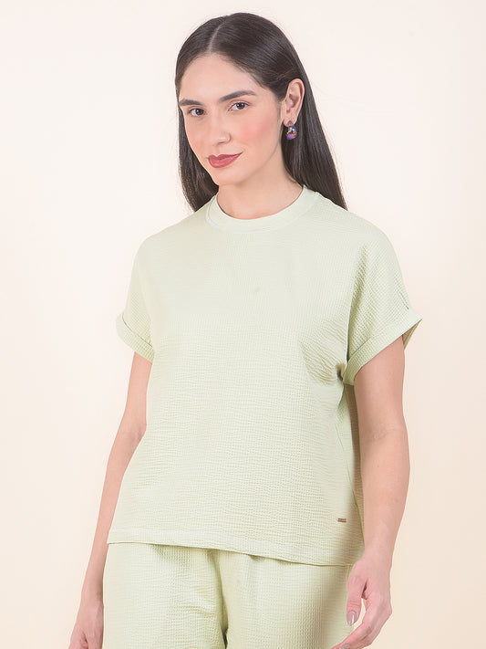 T-Shirt for Women l Breathable & Soft with Color Fastness Regular Fit Round Neck Poly Cotton Fabric Solid Pattern