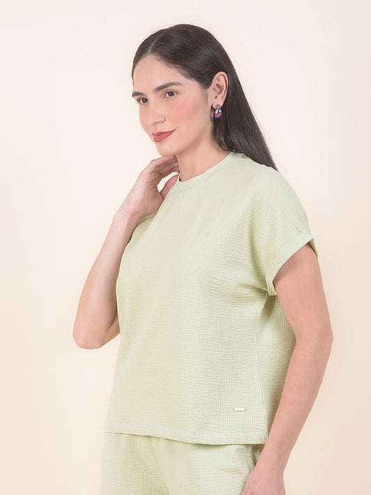 T-Shirt for Women l Breathable & Soft with Color Fastness Regular Fit Round Neck Poly Cotton Fabric Solid Pattern