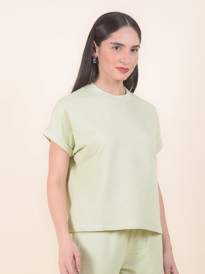 T-Shirt for Women l Breathable & Soft with Color Fastness Regular Fit Round Neck Poly Cotton Fabric Solid Pattern