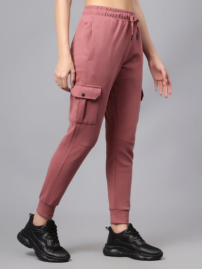 Women's Casual  Dark Pink Ankle length Mid rise Jogger Pants