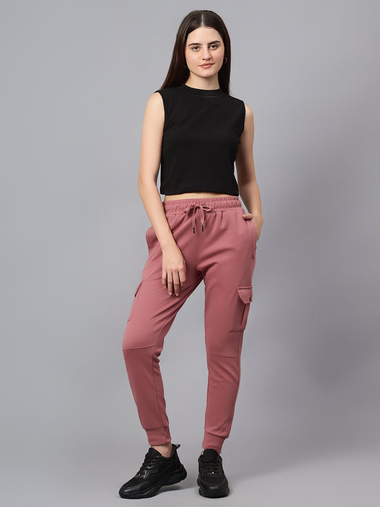 Women's Casual  Dark Pink Ankle length Mid rise Jogger Pants