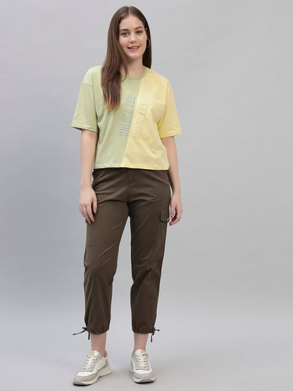 Women's Green Solid Full Length Regular Fit Cargo