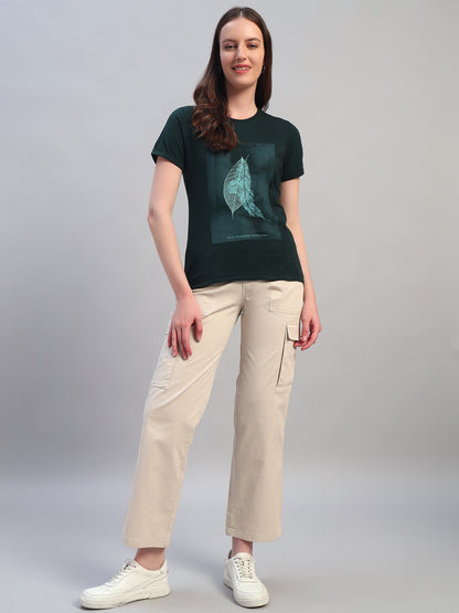 Women Beige Solid Full Length Regular Fit Cargo