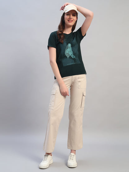 Women Beige Solid Full Length Regular Fit Cargo