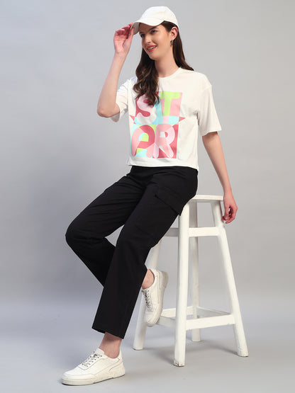 Women Black Solid Full Length Regular Fit Cargo