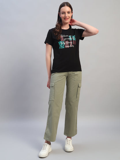 Women Light Green Solid Full Length Regular Fit Cargo