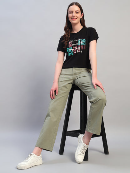 Women Light Green Solid Full Length Regular Fit Cargo