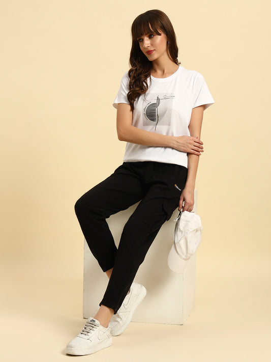 Track Pants for Women | Breathable & Soft with Color Fastnes Regular Fit Poly Cotton Fabric Solid Pattern Elasticated Closure