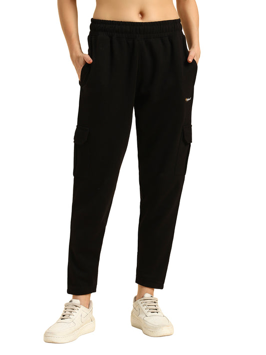 Track Pants for Women | Breathable & Soft with Color Fastnes Regular Fit Poly Cotton Fabric Solid Pattern Elasticated Closure