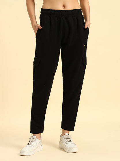 Track Pants for Women | Breathable & Soft with Color Fastnes Regular Fit Poly Cotton Fabric Solid Pattern Elasticated Closure