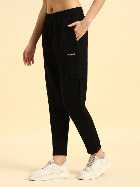 Track Pants for Women | Breathable & Soft with Color Fastnes Regular Fit Poly Cotton Fabric Solid Pattern Elasticated Closure