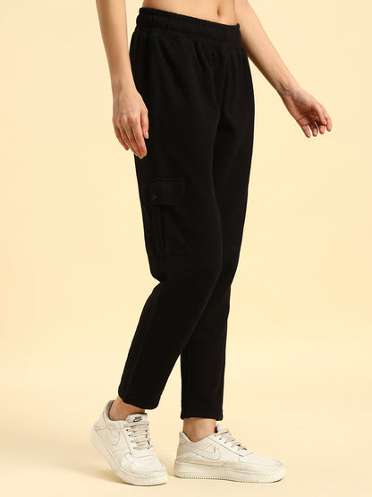 Track Pants for Women | Breathable & Soft with Color Fastnes Regular Fit Poly Cotton Fabric Solid Pattern Elasticated Closure