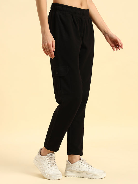 Track Pants for Women | Breathable & Soft with Color Fastnes Regular Fit Poly Cotton Fabric Solid Pattern Elasticated Closure
