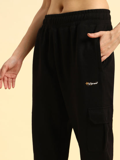 Track Pants for Women | Breathable & Soft with Color Fastnes Regular Fit Poly Cotton Fabric Solid Pattern Elasticated Closure