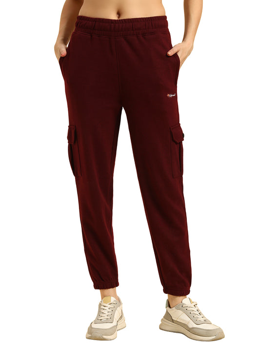 Track Pants for Women | Breathable & Soft with Color Fastnes Regular Fit Poly Cotton Fabric Solid Pattern Elasticated Closure