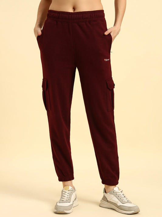 Track Pants for Women | Breathable & Soft with Color Fastnes Regular Fit Poly Cotton Fabric Solid Pattern Elasticated Closure