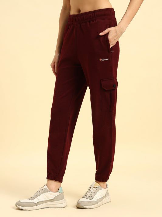 Track Pants for Women | Breathable & Soft with Color Fastnes Regular Fit Poly Cotton Fabric Solid Pattern Elasticated Closure