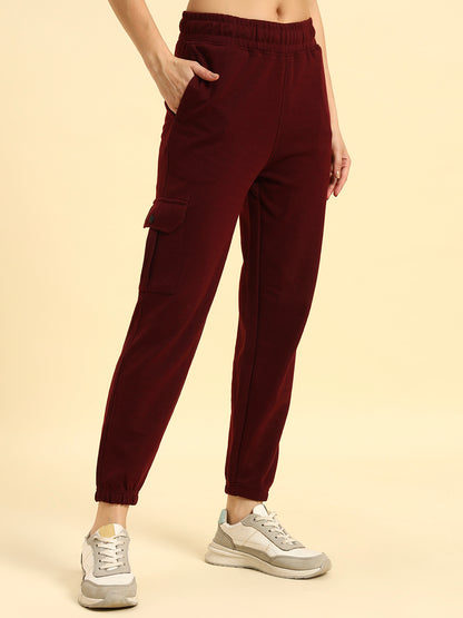 Track Pants for Women | Breathable & Soft with Color Fastnes Regular Fit Poly Cotton Fabric Solid Pattern Elasticated Closure