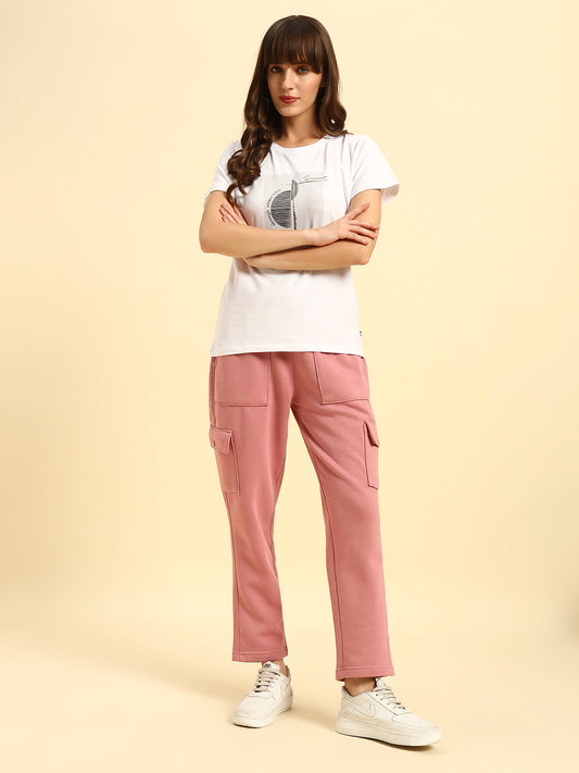 Track Pants for Women | Breathable & Soft with Color Fastnes Regular Fit Fleece Fabric Solid Pattern Drawstring Closure