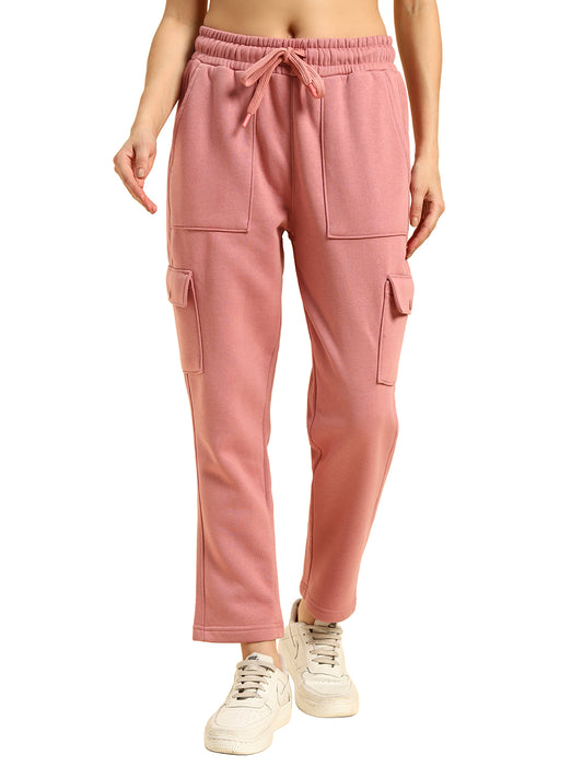Track Pants for Women | Breathable & Soft with Color Fastnes Regular Fit Fleece Fabric Solid Pattern Drawstring Closure