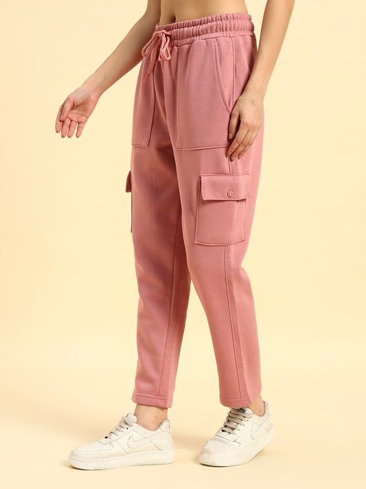 Track Pants for Women | Breathable & Soft with Color Fastnes Regular Fit Fleece Fabric Solid Pattern Drawstring Closure