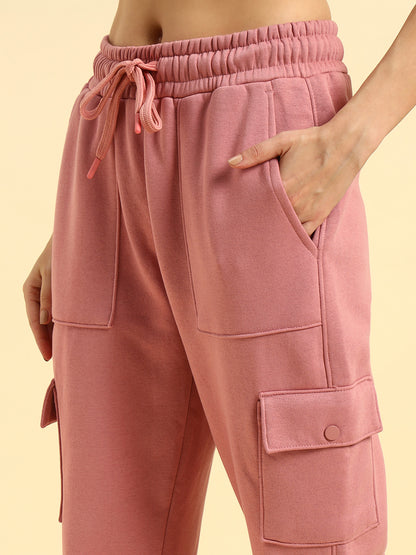 Track Pants for Women | Breathable & Soft with Color Fastnes Regular Fit Fleece Fabric Solid Pattern Drawstring Closure