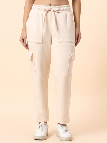 Track Pants for Women l Breathable & Soft with Color Fastness Regular Fit Fleece Fabric Solid Pattern Drawstring Closure